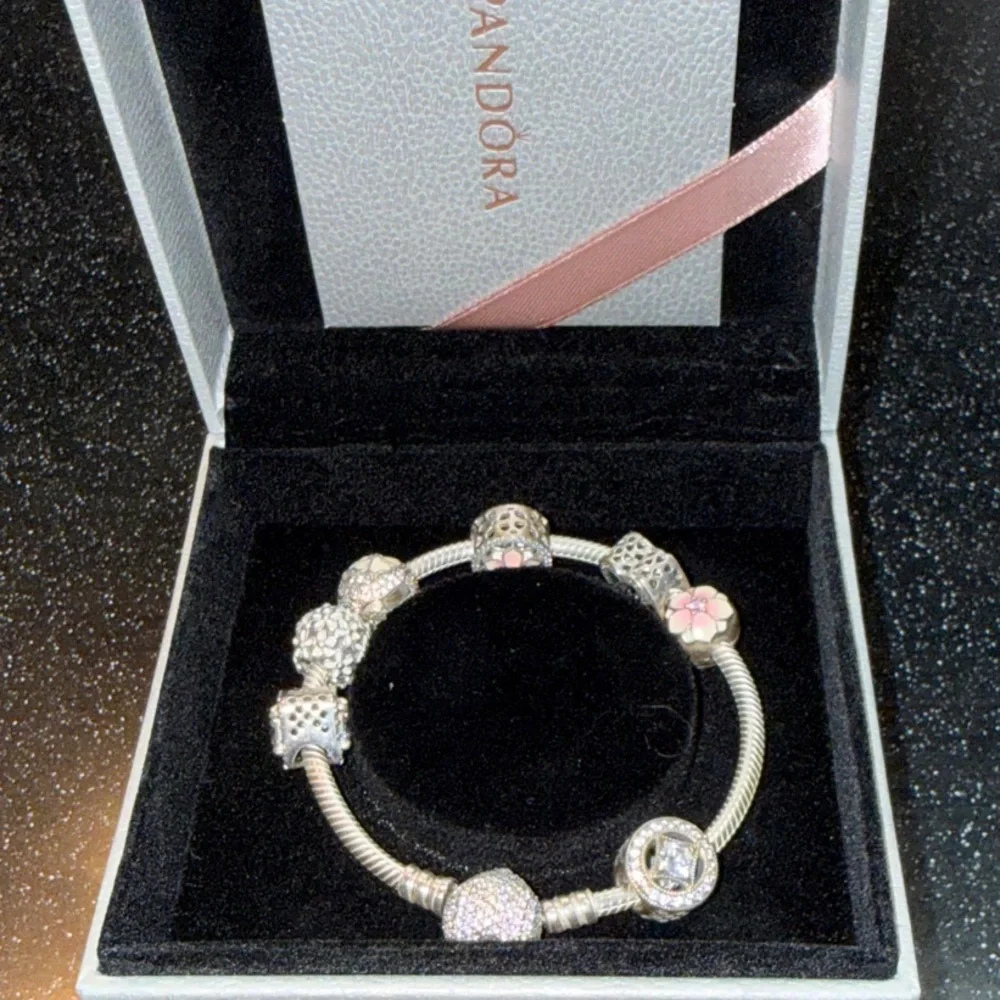 Pandora Silver Bracelet with Pink and Silver Charms Limited Edition - Picture 9 of 14